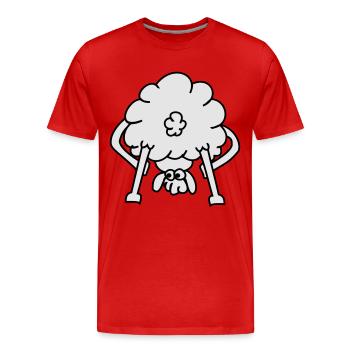 Bauer und Schaf Cartoon-Stil - Männer Premium Bio T-Shirt - Rot - Vorne - Damien (186cm)