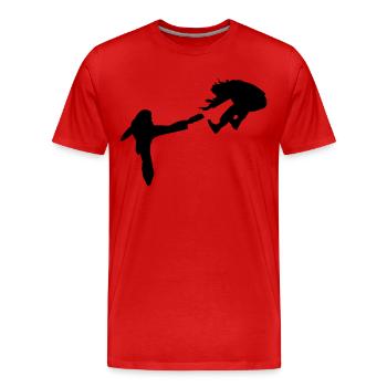 Kampf - Männer Premium Bio T-Shirt - Rot - Vorne - Damien (186cm)