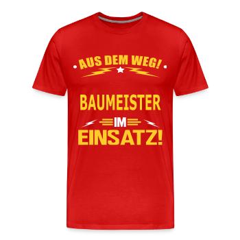BAUMEISTER - Männer Premium Bio T-Shirt - Rot - Vorne - Damien (186cm)