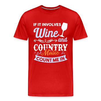 Vin et musique country - j’y suis - T-shirt bio Premium Homme - rouge - Devant - Damien (186cm)