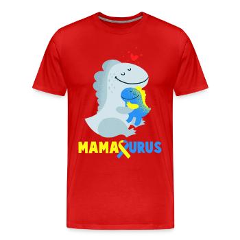 Syndrome de Down Mamasaurus Dino cadeau - T-shirt bio Premium Homme - rouge - Devant - Damien (186cm)
