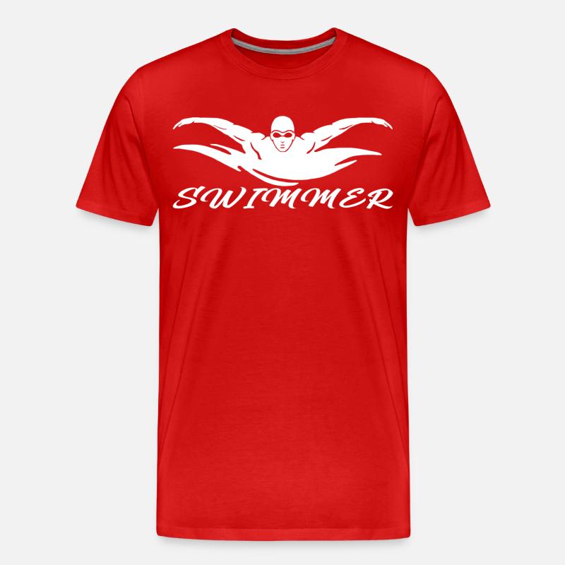 Swimmer - Männer Premium Bio T-Shirt - Rot