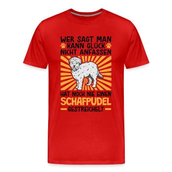 Schafpudel streicheln zotthaariger Hütepudel - Männer Premium Bio T-Shirt - Rot - Vorne - Damien (186cm)