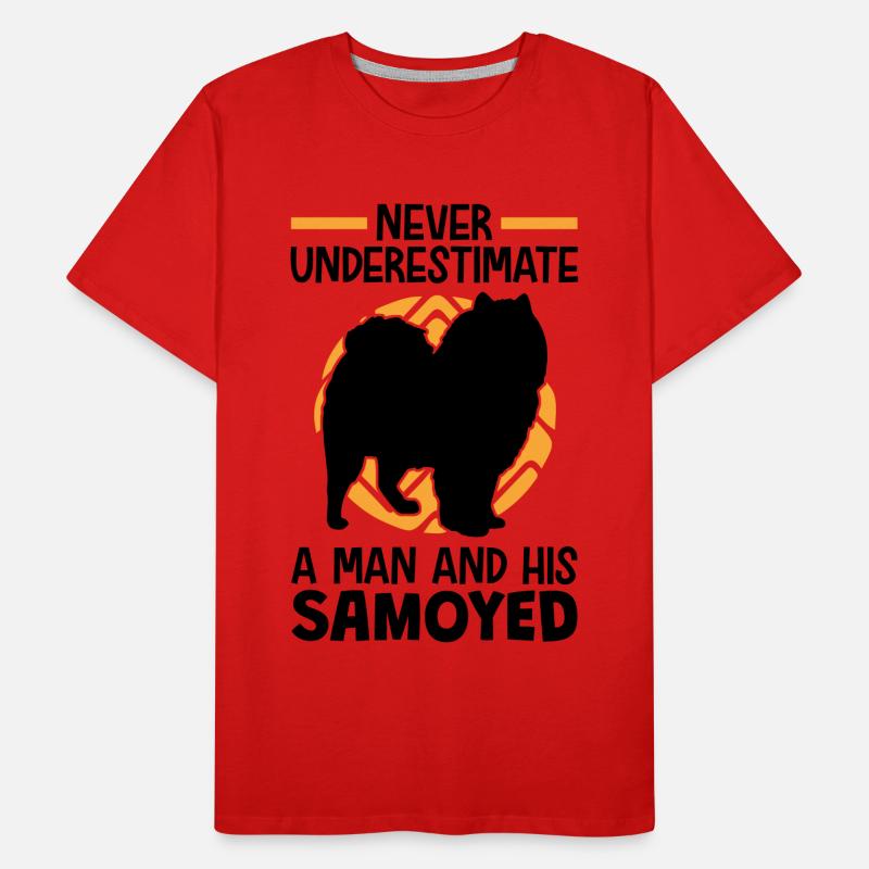 Frau mit Samojede Schlittenhund Samojeden Männer Premium Bio T-Shirt