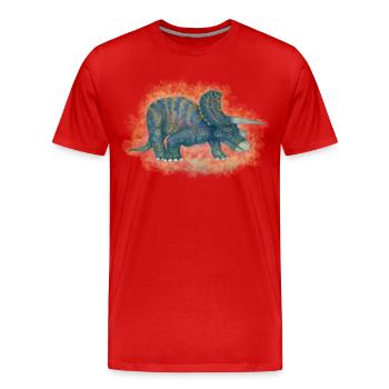 Dinosaures à cornes - T-shirt bio Premium Homme - rouge - Devant - Damien (186cm)