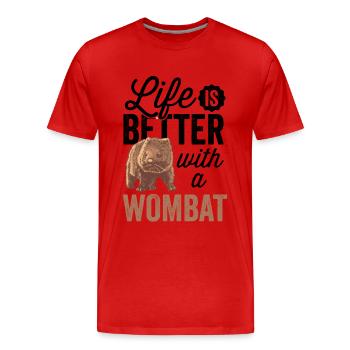 Life is better with Wombat Australia marsupial - Men's Premium Organic T-Shirt - red - Front - Damien (186cm)