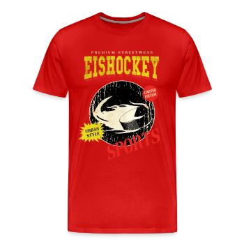 Ice Hockey Puck Ice Hockey Puck Vintage Retro - Men's Premium Organic T-Shirt - red - Front - Damien (186cm)