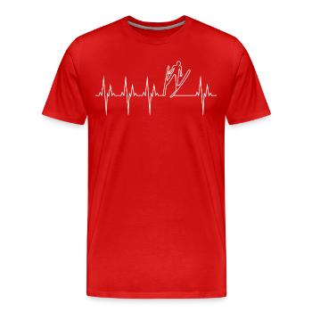 Saut à Ski électrocardiogramme ECG Saut à Ski - T-shirt bio Premium Homme - rouge - Devant - Damien (186cm)