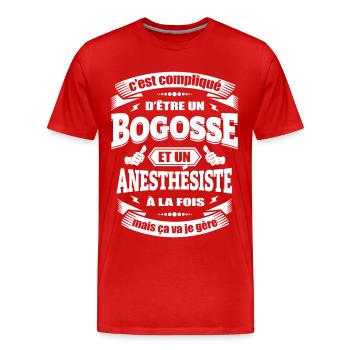 BOGOSSE ET ANESTHÉSISTE - T-shirt bio Premium Homme - rouge - Devant - Damien (186cm)