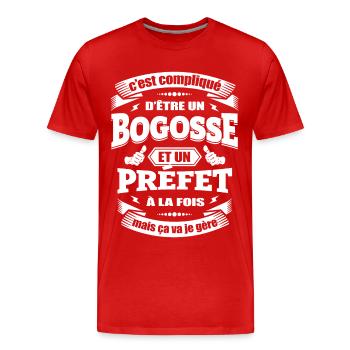 BOGOSSE ET PRÉFET - T-shirt bio Premium Homme - rouge - Devant - Damien (186cm)