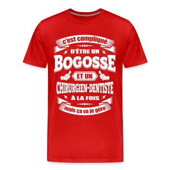 BOGOSSE ET CHIRURGIEN-DENTISTE A LA FOIS - T-shirt bio Premium Homme - rouge - Devant - Damien (186cm)