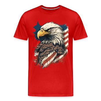 Eagle USA Amérique Flag Eagle Head Vintage - T-shirt bio Premium Homme - rouge - Devant - Damien (186cm)