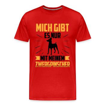 Nur mit meinem Zwergpinscher Pinscher - Männer Premium Bio T-Shirt - Rot - Vorne - Damien (186cm)