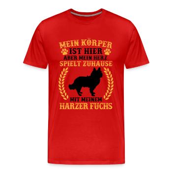 Spiele mit Harzer Fuchs altdeutscher Hütefuchs - Männer Premium Bio T-Shirt - Rot - Vorne - Damien (186cm)
