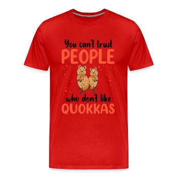 Quokka nicht vertrauen Australien Beuteltier - Männer Premium Bio T-Shirt - Rot - Vorne - Damien (186cm)