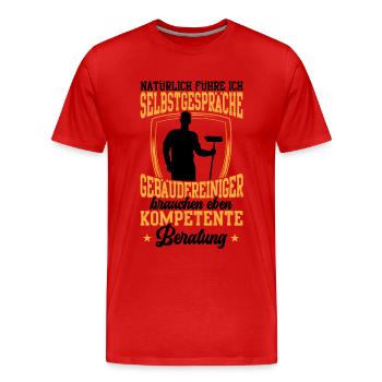 Gebäudereiniger braucht Beratung Fassadenreiniger - Männer Premium Bio T-Shirt - Rot - Vorne - Damien (186cm)