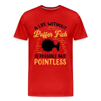 La vie sans poisson-globe Poisson-globe géant - T-shirt bio Premium Homme - rouge - Devant - Damien (186cm)
