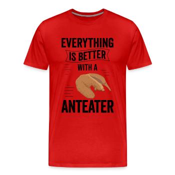 Everything is better with anteater ant-eater - Men's Premium Organic T-Shirt - red - Front - Damien (186cm)