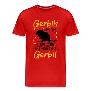 Ich bin eine Rennmaus Nagetier Gerbil - Männer Premium Bio T-Shirt - Rot - Vorne - Damien (186cm)