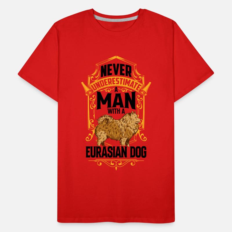 Mann mit Eurasier Eurasian Spitz Männer Premium Bio T-Shirt
