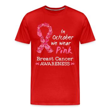 Im Oktober wir tragen wir rosa Brustkrebs - Männer Premium Bio T-Shirt - Rot - Vorne - Damien (186cm)