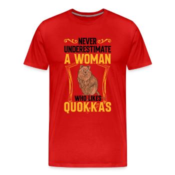 Femme avec Quokka Marsupial Australie - T-shirt bio Premium Homme - rouge - Devant - Damien (186cm)