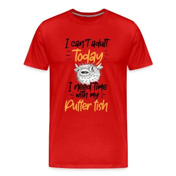 Need Time With Puffer Fish Aquaristics - Men's Premium Organic T-Shirt - red - Front - Damien (186cm)
