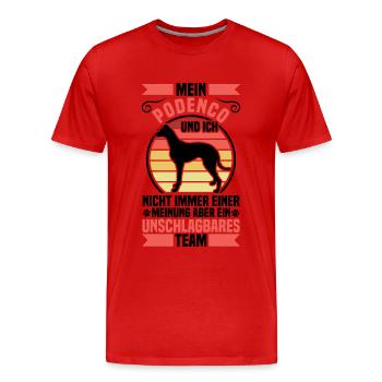 Podenco ist unschlagbar spanischer Jagdhund - Männer Premium Bio T-Shirt - Rot - Vorne - Damien (186cm)