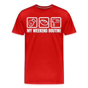 Fun Bakery Weekend - Men's Premium Organic T-Shirt - red - Front - Damien (186cm)