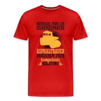 Un constructeur d’asphalte s’entretient avec un constructeur de routes de Soliloquies - T-shirt bio Premium Homme - rouge - Devant - Damien (186cm)