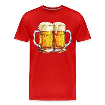 Chope à bière Chopes à bière Verres à bière Bière Alcool Alcool - T-shirt bio Premium Homme - rouge - Devant - Damien (186cm)
