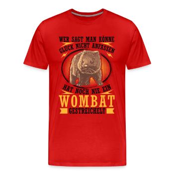 Wombat streicheln Australien Beuteltier - Männer Premium Bio T-Shirt - Rot - Vorne - Damien (186cm)