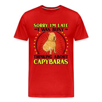 Capybara Too Late South America Capybara - Men's Premium Organic T-Shirt - red - Front - Damien (186cm)