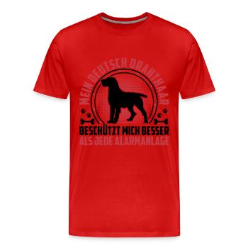 German wirehaired dog protects me better - Men's Premium Organic T-Shirt - red - Front - Damien (186cm)