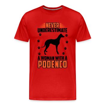 Podenco Greyhound Woman with Podenco - Men's Premium Organic T-Shirt - red - Front - Damien (186cm)
