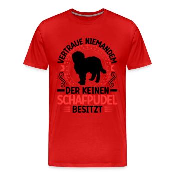 Schafpudel Ich besitze einen Hütepudel - Männer Premium Bio T-Shirt - Rot - Vorne - Damien (186cm)