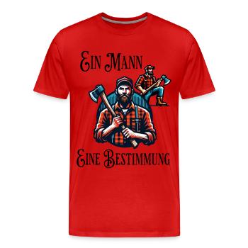 Holzfäller Lustiger Spruch Mann Axt Holz Machen - Männer Premium Bio T-Shirt - Rot - Vorne - Damien (186cm)