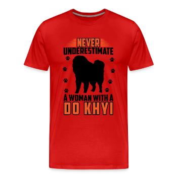 Femme avec Do, Khyi, Dogue tibétain, Dogue tibétain - T-shirt bio Premium Homme - rouge - Devant - Damien (186cm)