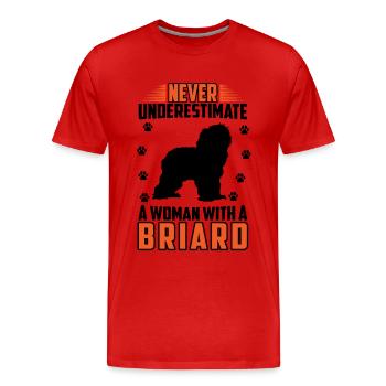Frau mit Briard Berger de Brie - Männer Premium Bio T-Shirt - Rot - Vorne - Damien (186cm)