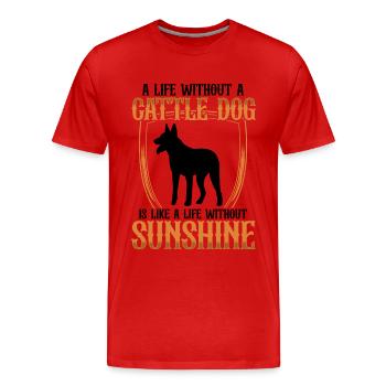 La vie sans bovin australien Chien de bétail Chien de bétail - T-shirt bio Premium Homme - rouge - Devant - Damien (186cm)