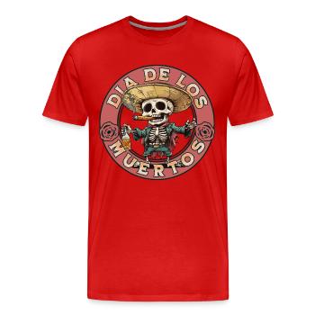 Dia De Los Muertos Crâne Crâne Tequilla - T-shirt bio Premium Homme - rouge - Devant - Damien (186cm)