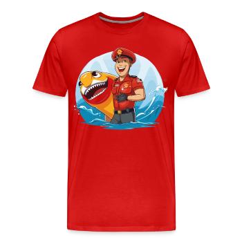 Rettungsschwimmer Flosse - Männer Premium Bio T-Shirt - Rot - Vorne - Damien (186cm)