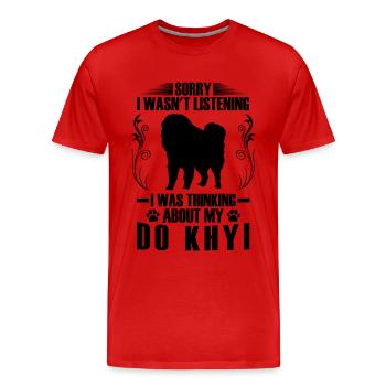 Pensée de Do Khyi Dogue tibétain Mastiff tibétain - T-shirt bio Premium Homme - rouge - Devant - Damien (186cm)