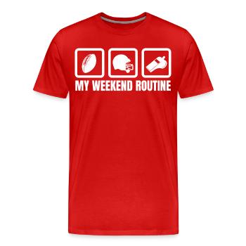 Mein Football Wochenend-Rhythmus - Männer Premium Bio T-Shirt - Rot - Vorne - Damien (186cm)