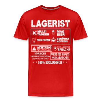 LAGERIST Multitasker - Männer Premium Bio T-Shirt - Rot - Vorne - Damien (186cm)