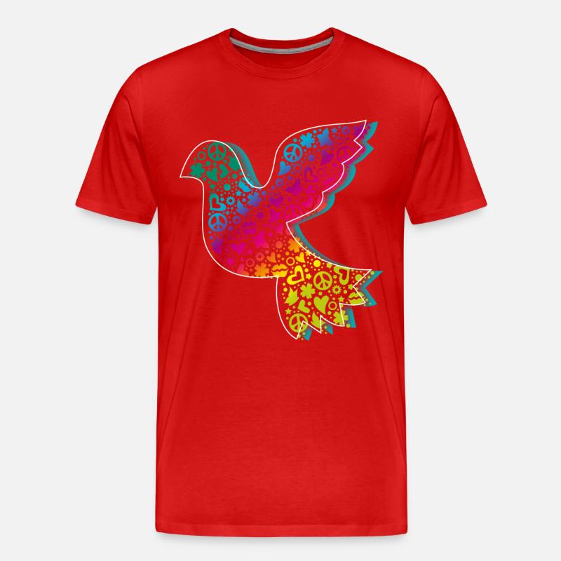 Friedenstaube Verlauf DDP - Männer Premium Bio T-Shirt - Rot