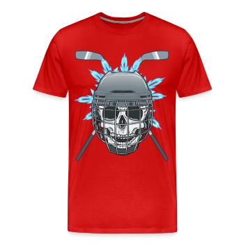 Bâton de hockey sur glace Sports d’hiver Rondelle de hockey - T-shirt bio Premium Homme - rouge - Devant - Damien (186cm)