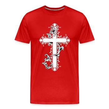 Kreuz Kreuze Barock Religion Symbole Kirche Jesus - Männer Premium Bio T-Shirt - Rot - Vorne - Damien (186cm)