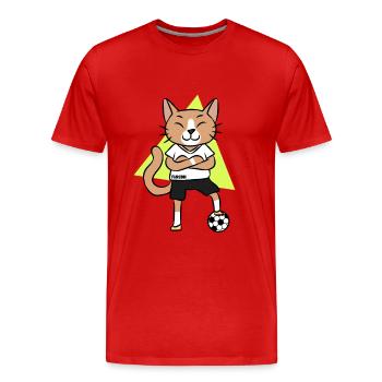 Cadeau de dessin animé pour enfants Cat Soccer Sport Cartoon - T-shirt bio Premium Homme - rouge - Devant - Damien (186cm)