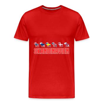 Skandinavien Elch Flaggen - Männer Premium Bio T-Shirt - Rot - Vorne - Damien (186cm)